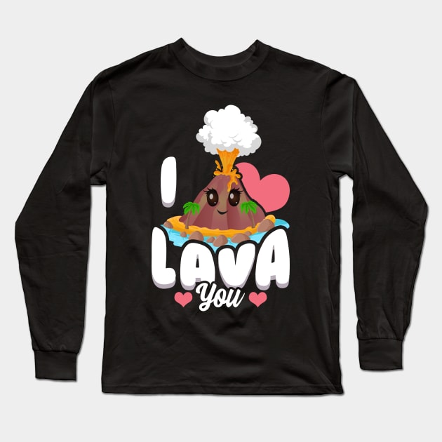 Funny I Lava You Volcano Valentine's Day Pun Long Sleeve T-Shirt by theperfectpresents